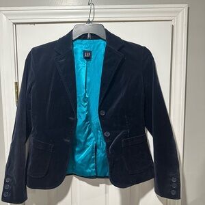 GAP Blue Velvet Blazer Tailored Suit Jacket